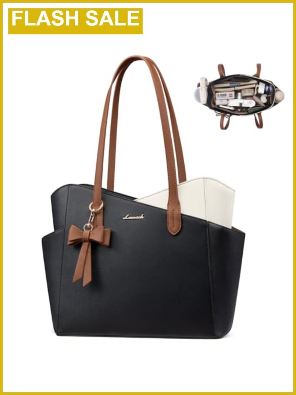 Women's Structured PU Leather Satchel Purse, Small Tote Shoulder Bag Fits iPad
